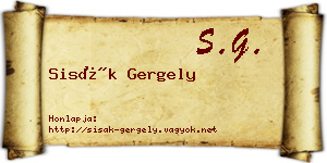 Sisák Gergely névjegykártya