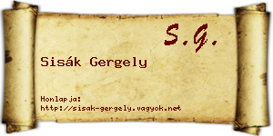 Sisák Gergely névjegykártya